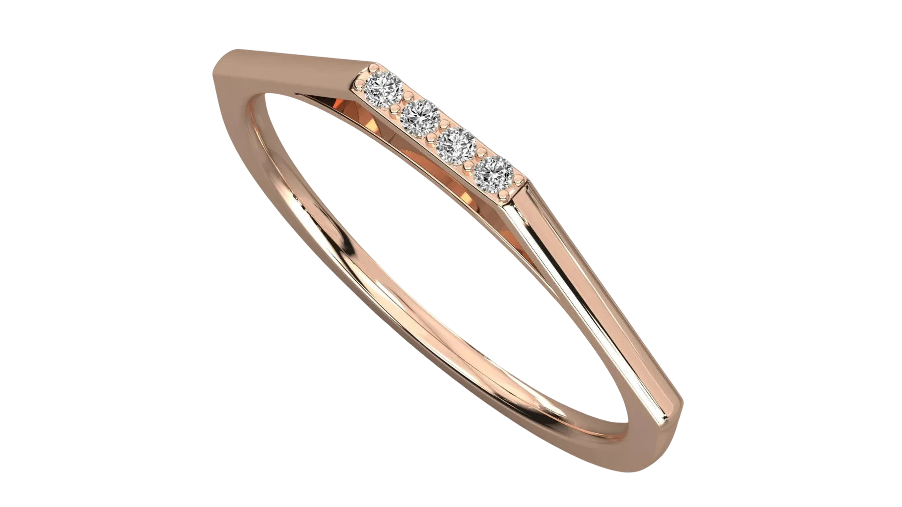 Cuoricino Heart Ring - diamond stacking wedding band - side profile - Lucano