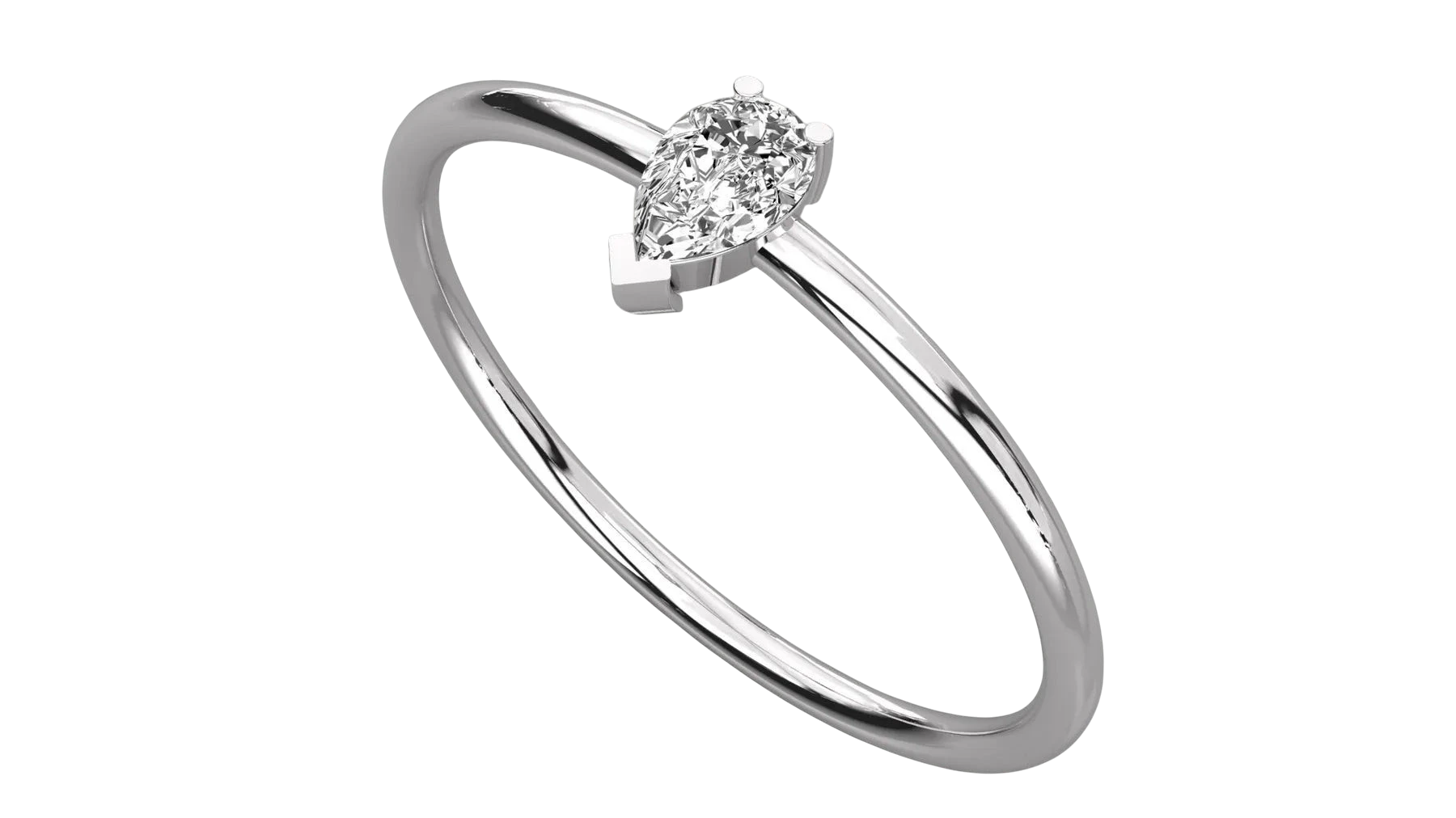 Lacrima Solitaire Ring - pear-cut diamond ring - front view - hand-made in Byron Bay Hinterland, Australia by Lucano Fine Jewellery