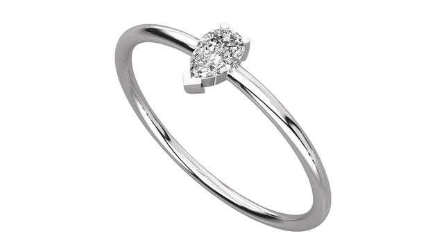 Lacrima Solitaire Ring - pear-cut diamond ring - front view - hand-made in Byron Bay Hinterland, Australia by Lucano Fine Jewellery
