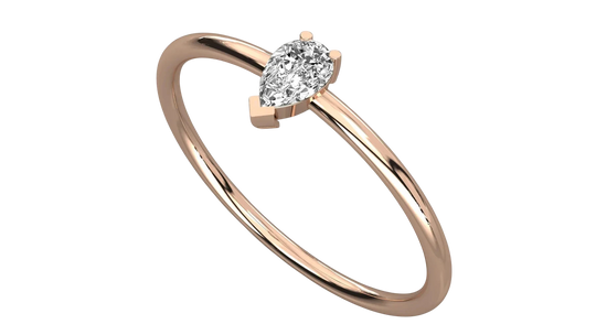 Lacrima Solitaire Ring - pear-cut diamond ring - side profile - hand-made in Byron Bay Hinterland, Australia by Lucano Fine Jewellery