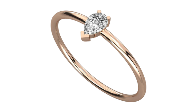 Lacrima Solitaire Ring - pear-cut diamond ring - side profile - hand-made in Byron Bay Hinterland, Australia by Lucano Fine Jewellery