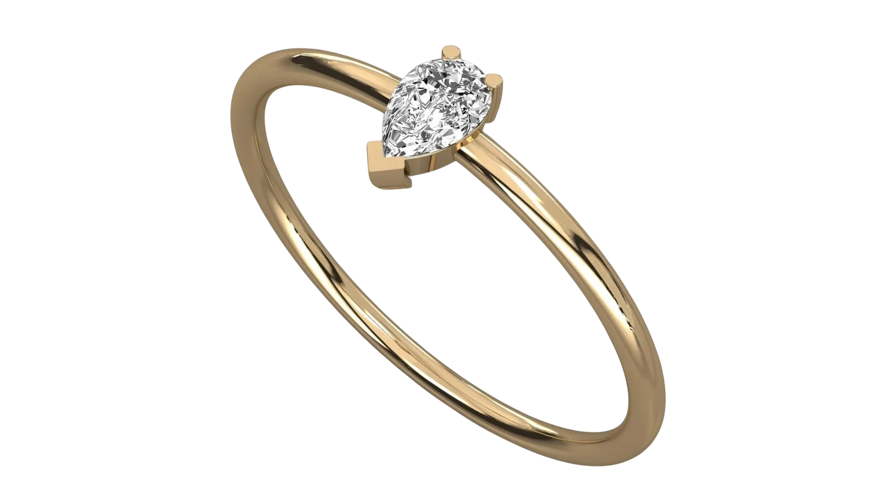 Lacrima Solitaire Ring - pear-cut diamond ring - angled view - hand-made in Byron Bay Hinterland, Australia by Lucano Fine Jewellery