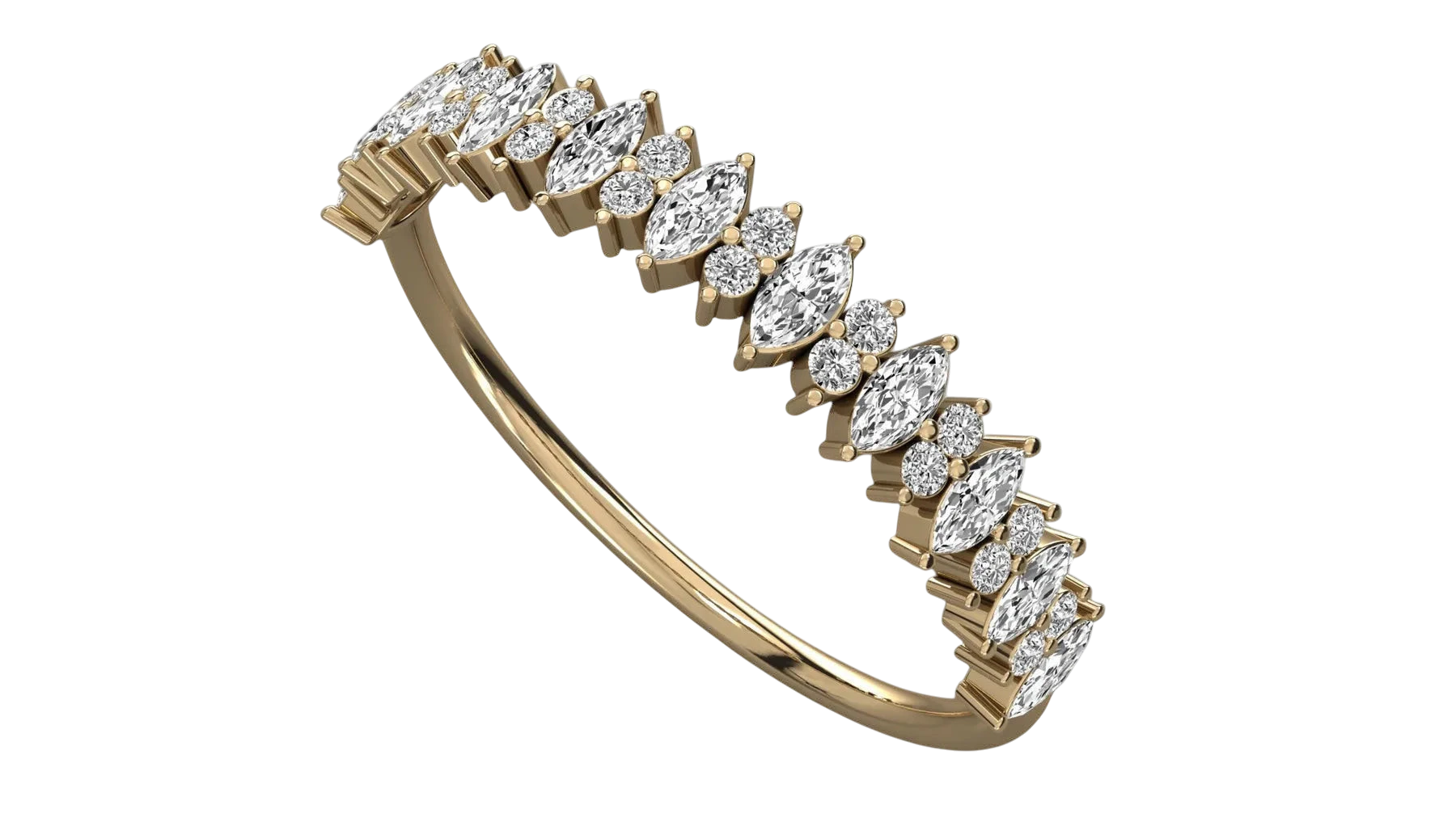Alternanza Marquise Eternity Ring - side profile showing 11 marquise diamonds and pavé band - Lucano Byron Bay