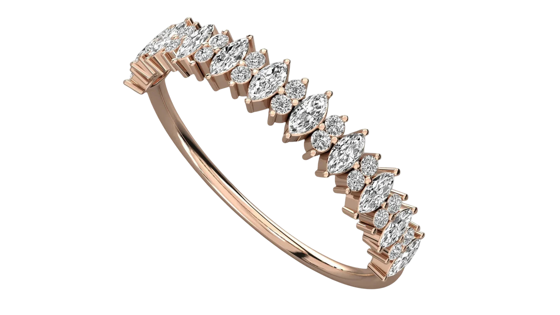 Alternanza Marquise Eternity Ring - angled view showing full eternity laurel-crown setting - Lucano Byron Bay