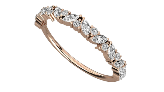 Foglia di Lauro Ring - marquise eternity ring - angled view - Lucano