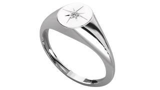 Polaris Star Signet Ring - round brilliant diamond ring - front view - hand-made in Byron Bay Hinterland, Australia by Lucano Fine Jewellery