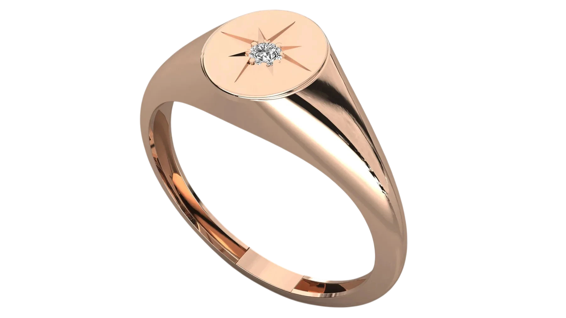 Polaris Star Signet Ring - round brilliant diamond ring - side profile - hand-made in Byron Bay Hinterland, Australia by Lucano Fine Jewellery