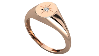Polaris Star Signet Ring - round brilliant diamond ring - side profile - hand-made in Byron Bay Hinterland, Australia by Lucano Fine Jewellery