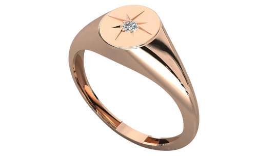 Polaris Star Signet Ring - round brilliant diamond ring - side profile - hand-made in Byron Bay Hinterland, Australia by Lucano Fine Jewellery