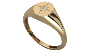 Polaris Star Signet Ring - round brilliant diamond ring - angled view - hand-made in Byron Bay Hinterland, Australia by Lucano Fine Jewellery