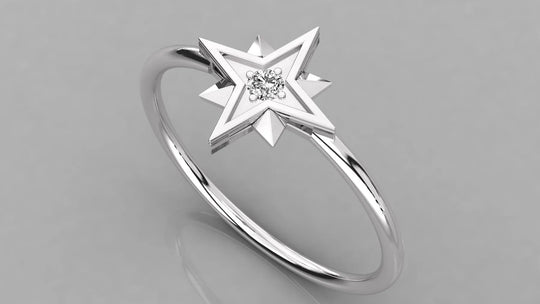 Lucia Star Ring - round brilliant diamond ring - front view - hand-made in Byron Bay Hinterland, Australia by Lucano Fine Jewellery