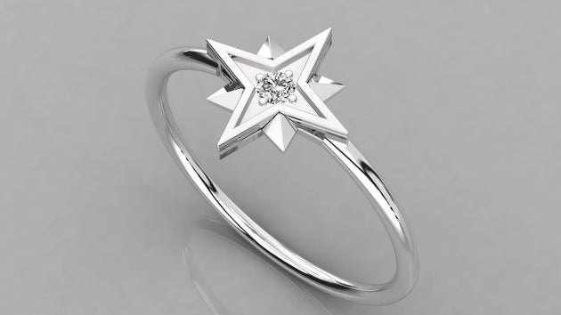 Lucia Star Ring - round brilliant diamond ring - front view - hand-made in Byron Bay Hinterland, Australia by Lucano Fine Jewellery
