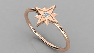 Lucia Star Ring - round brilliant diamond ring - side profile - hand-made in Byron Bay Hinterland, Australia by Lucano Fine Jewellery