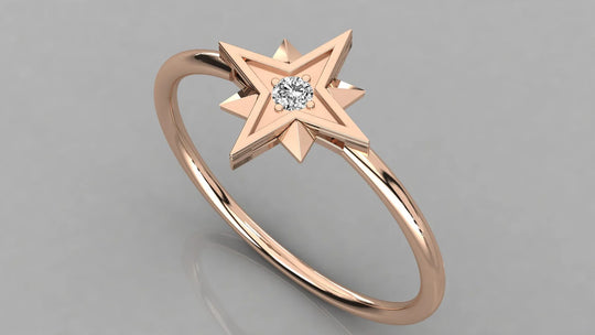 Lucia Star Ring - round brilliant diamond ring - side profile - hand-made in Byron Bay Hinterland, Australia by Lucano Fine Jewellery