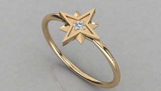 Lucia Star Ring - round brilliant diamond ring - angled view - hand-made in Byron Bay Hinterland, Australia by Lucano Fine Jewellery