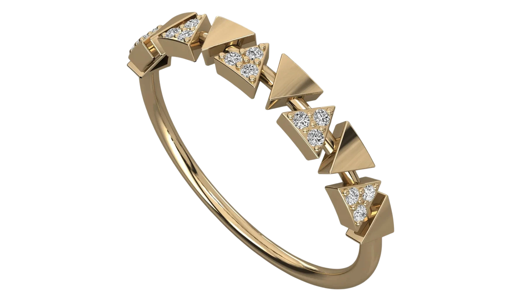 Pyramidi Triangle Eternity Ring - pavé diamond eternity ring - side profile - Lucano