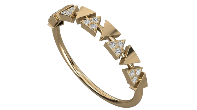 Pyramidi Triangle Eternity Ring - pavé diamond eternity ring - side profile - Lucano