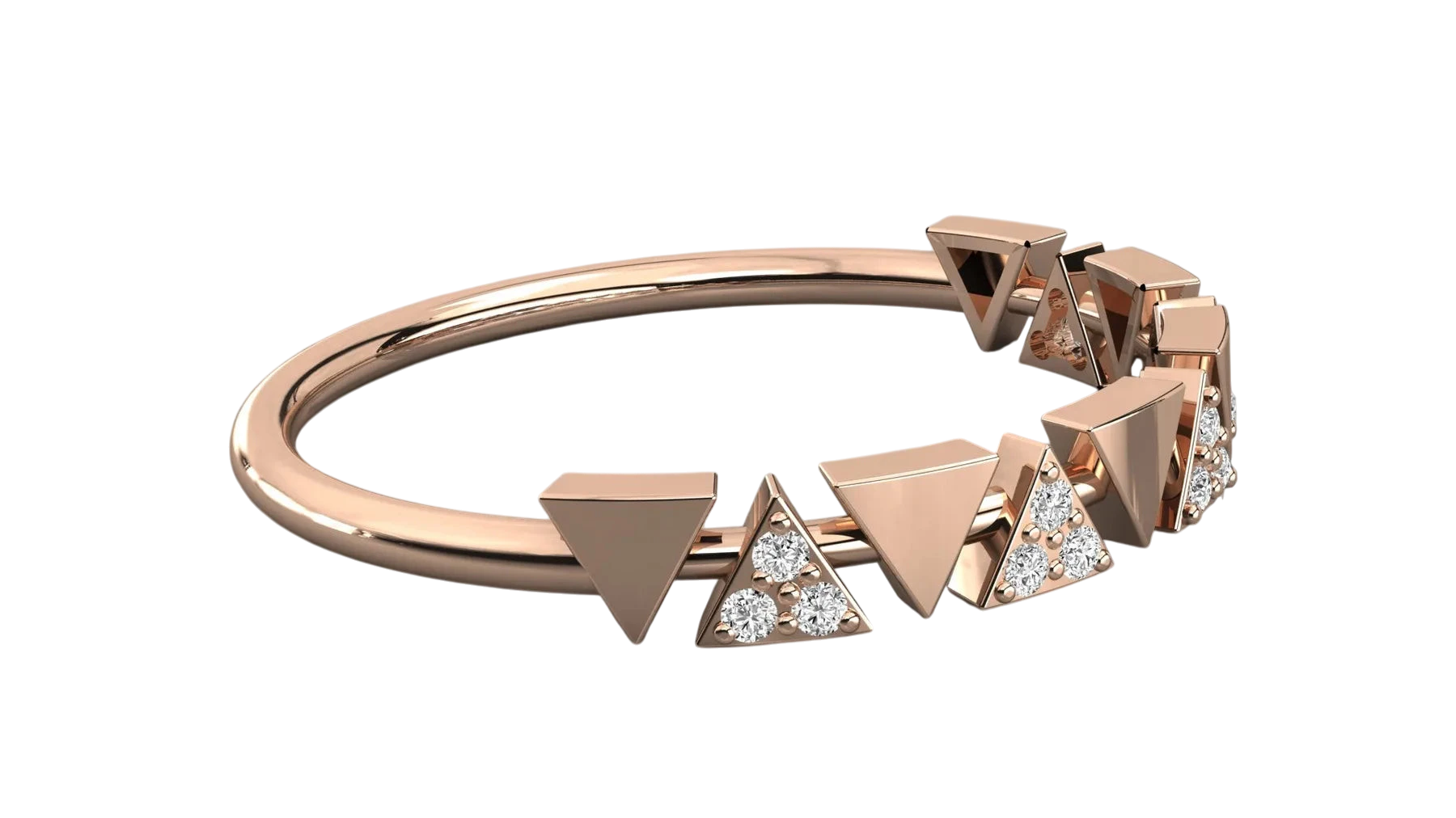 Pyramidi Triangle Eternity Ring - pavé diamond eternity ring - angled view - Lucano