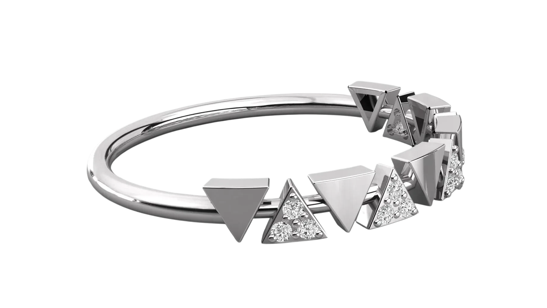 Pyramidi Triangle Eternity Ring - pavé diamond eternity ring - three-quarter view - Lucano