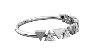 Pyramidi Triangle Eternity Ring - pavé diamond eternity ring - three-quarter view - Lucano