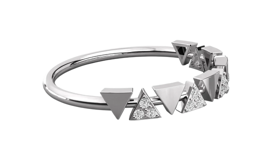 Pyramidi Triangle Eternity Ring - pavé diamond eternity ring - three-quarter view - Lucano