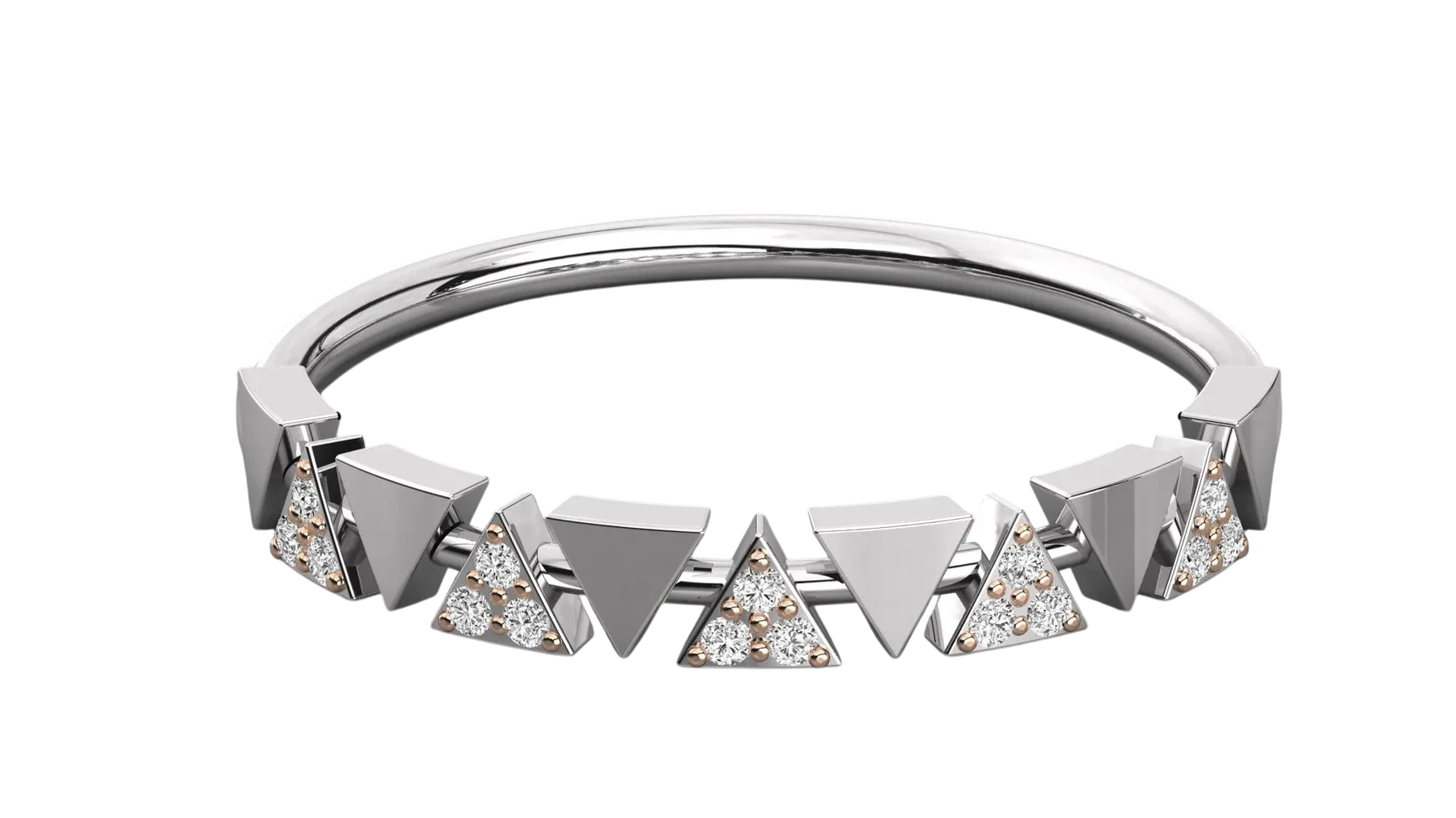 Pyramidi Triangle Eternity Ring - pavé diamond eternity ring - detail close-up - Lucano