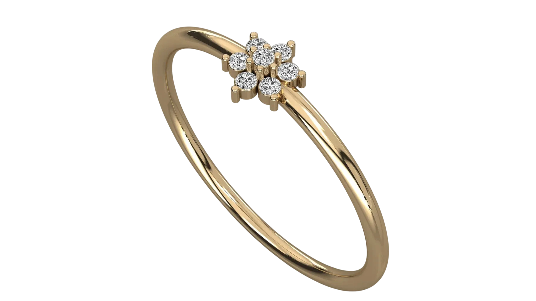Margherita Petite Ring - daisy diamond stacking ring - side profile - Lucano