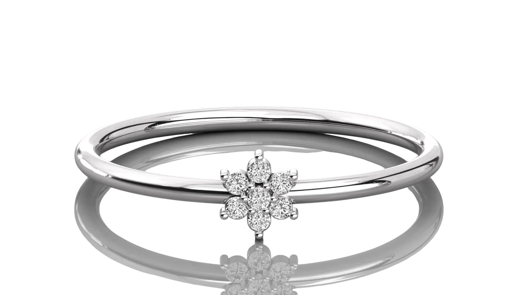Margherita Petite Ring - daisy diamond stacking ring - detail close-up - Lucano
