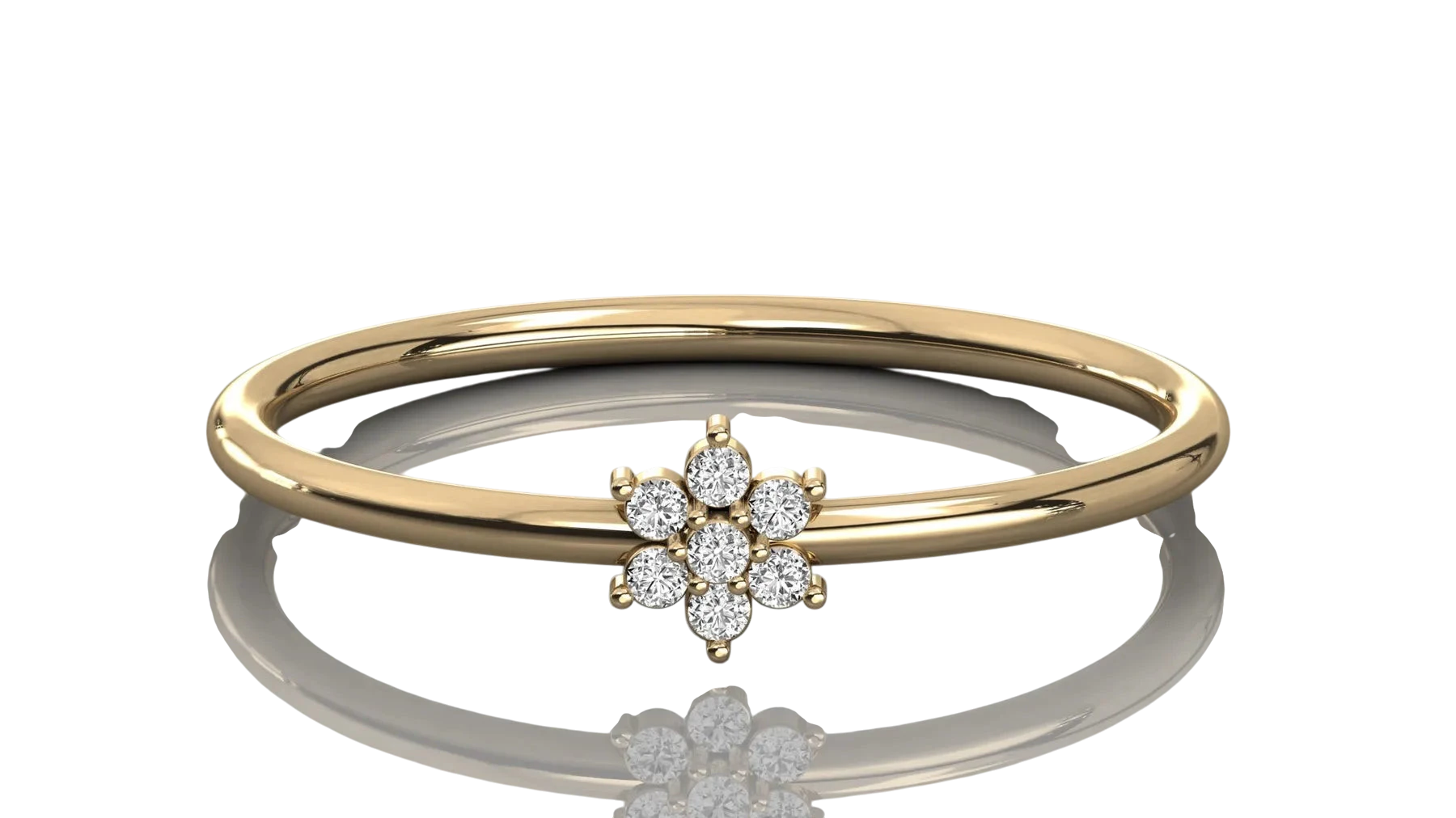Margherita Petite Ring - daisy diamond stacking ring - on hand - Lucano