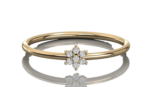 Margherita Petite Ring - daisy diamond stacking ring - on hand - Lucano