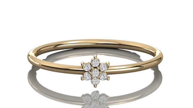 Margherita Petite Ring - daisy diamond stacking ring - on hand - Lucano