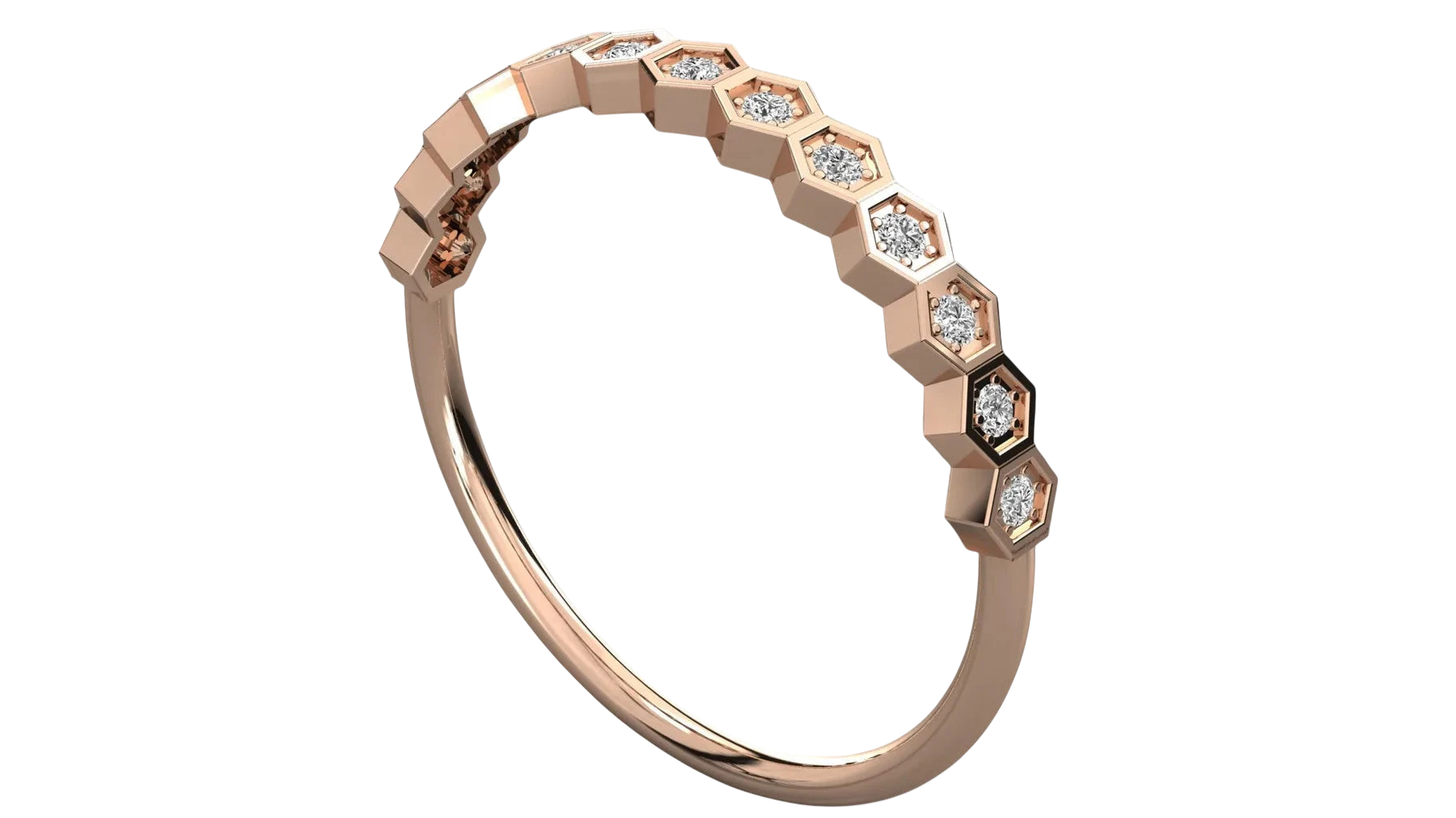 Favo Honeycomb Eternity Ring - honeycomb pavé eternity ring - side profile - Lucano