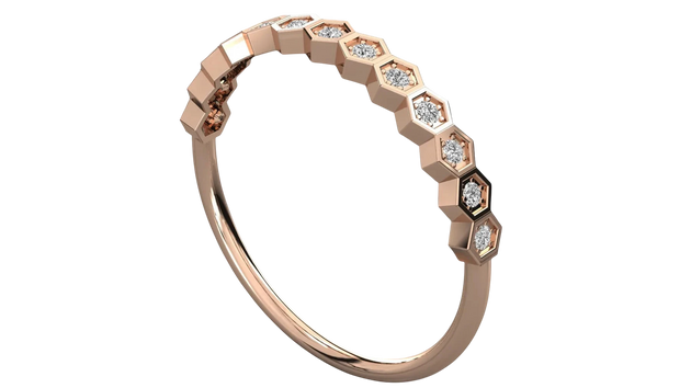 Favo Honeycomb Eternity Ring - honeycomb pavé eternity ring - side profile - Lucano