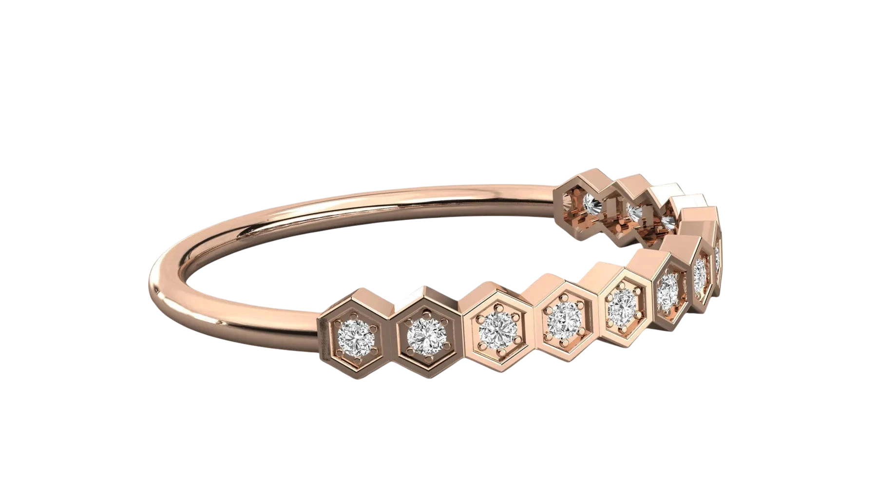 Favo Honeycomb Eternity Ring - honeycomb pavé eternity ring - angled view - Lucano
