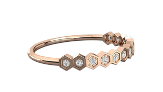Favo Honeycomb Eternity Ring - honeycomb pavé eternity ring - angled view - Lucano