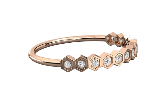 Favo Honeycomb Eternity Ring - honeycomb pavé eternity ring - angled view - Lucano