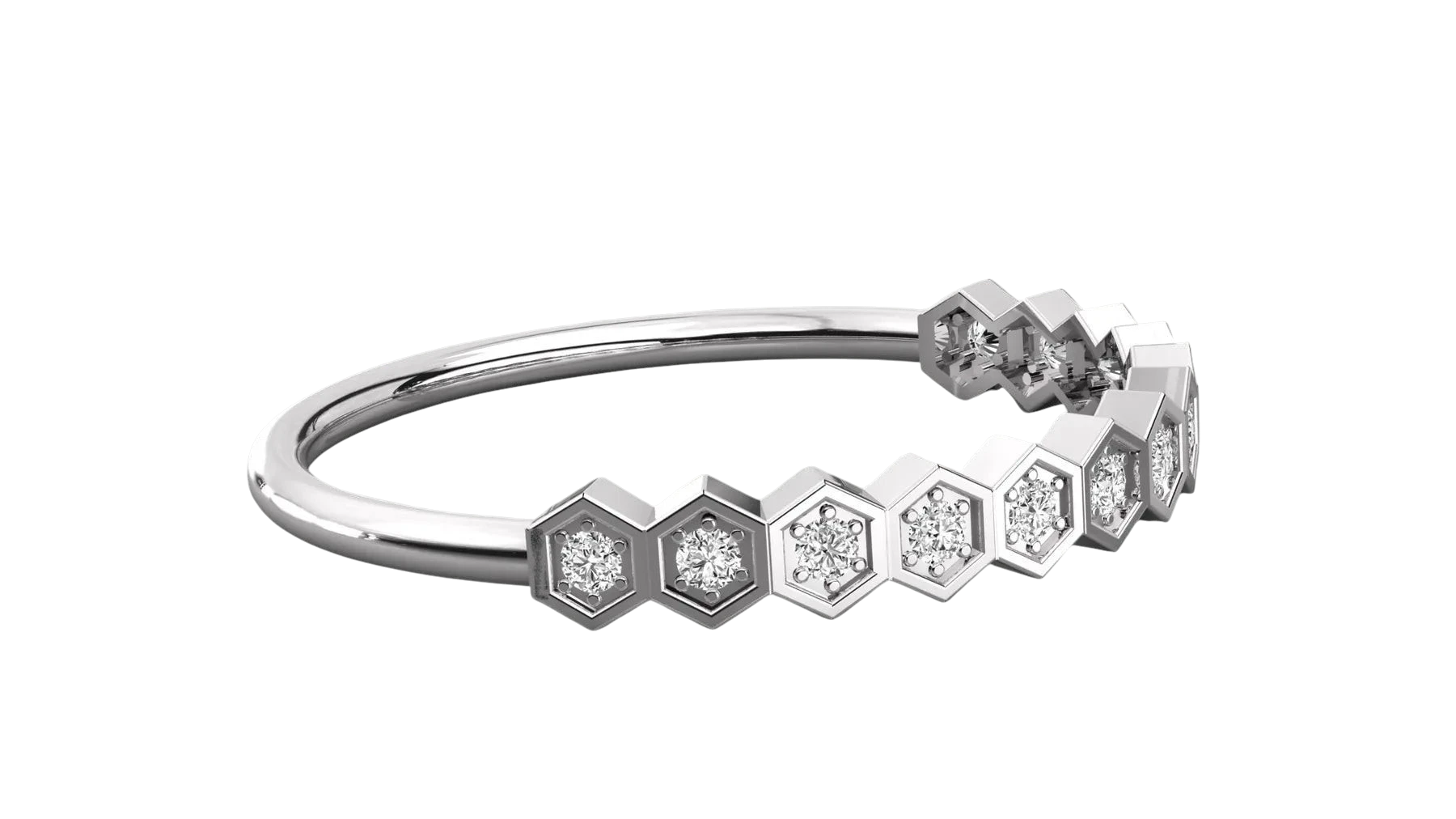 Favo Honeycomb Eternity Ring - honeycomb pavé eternity ring - three-quarter view - Lucano