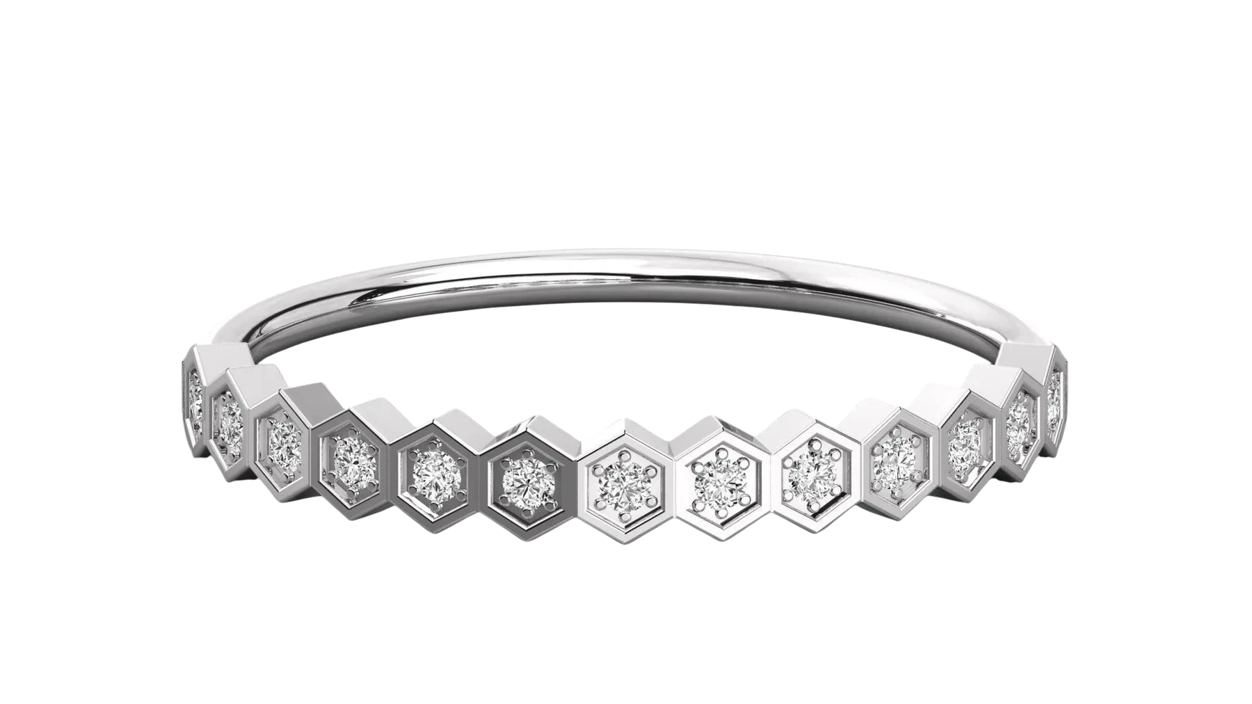 Favo Honeycomb Eternity Ring - honeycomb pavé eternity ring - detail close-up - Lucano
