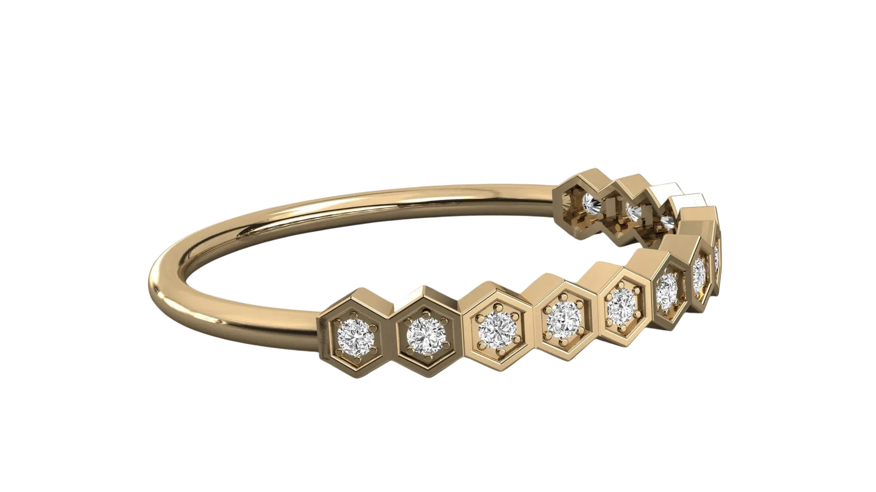 Favo Honeycomb Eternity Ring - honeycomb pavé eternity ring - top view - Lucano