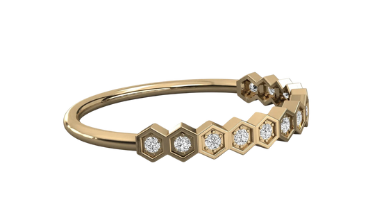 Favo Honeycomb Eternity Ring - honeycomb pavé eternity ring - top view - Lucano