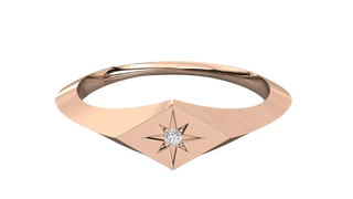 Stella Polare Signet Ring - round brilliant diamond ring - front view - hand-made in Byron Bay Hinterland, Australia by Lucano Fine Jewellery