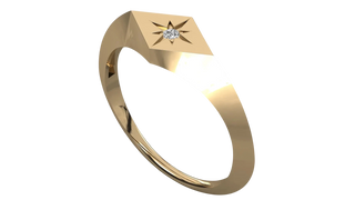 Stella Polare Signet Ring - round brilliant diamond ring - side profile - hand-made in Byron Bay Hinterland, Australia by Lucano Fine Jewellery