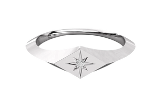 Stella Polare Signet Ring - round brilliant diamond ring - detail close-up - hand-made in Byron Bay Hinterland, Australia by Lucano Fine Jewellery
