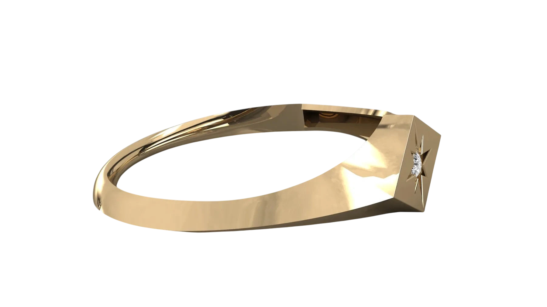 Stella Polare Signet Ring - round brilliant diamond ring - in 9ct yellow gold - hand-made in Byron Bay Hinterland, Australia by Lucano Fine Jewellery