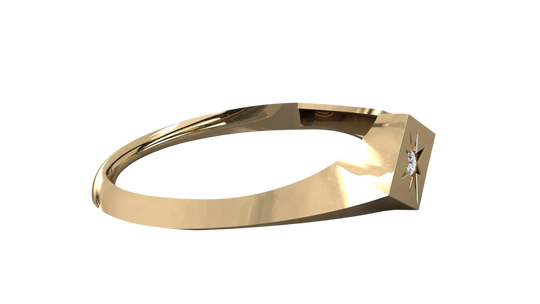 Stella Polare Signet Ring - round brilliant diamond ring - in 9ct yellow gold - hand-made in Byron Bay Hinterland, Australia by Lucano Fine Jewellery