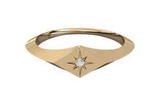 Stella Polare Signet Ring - round brilliant diamond ring - in 18ct yellow gold - hand-made in Byron Bay Hinterland, Australia by Lucano Fine Jewellery