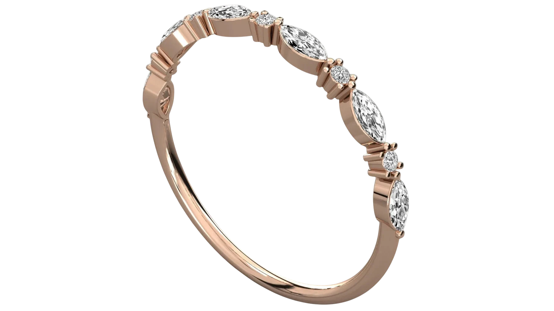 Foglia Marquise Eternity Ring - marquise diamond eternity ring - side profile - Lucano