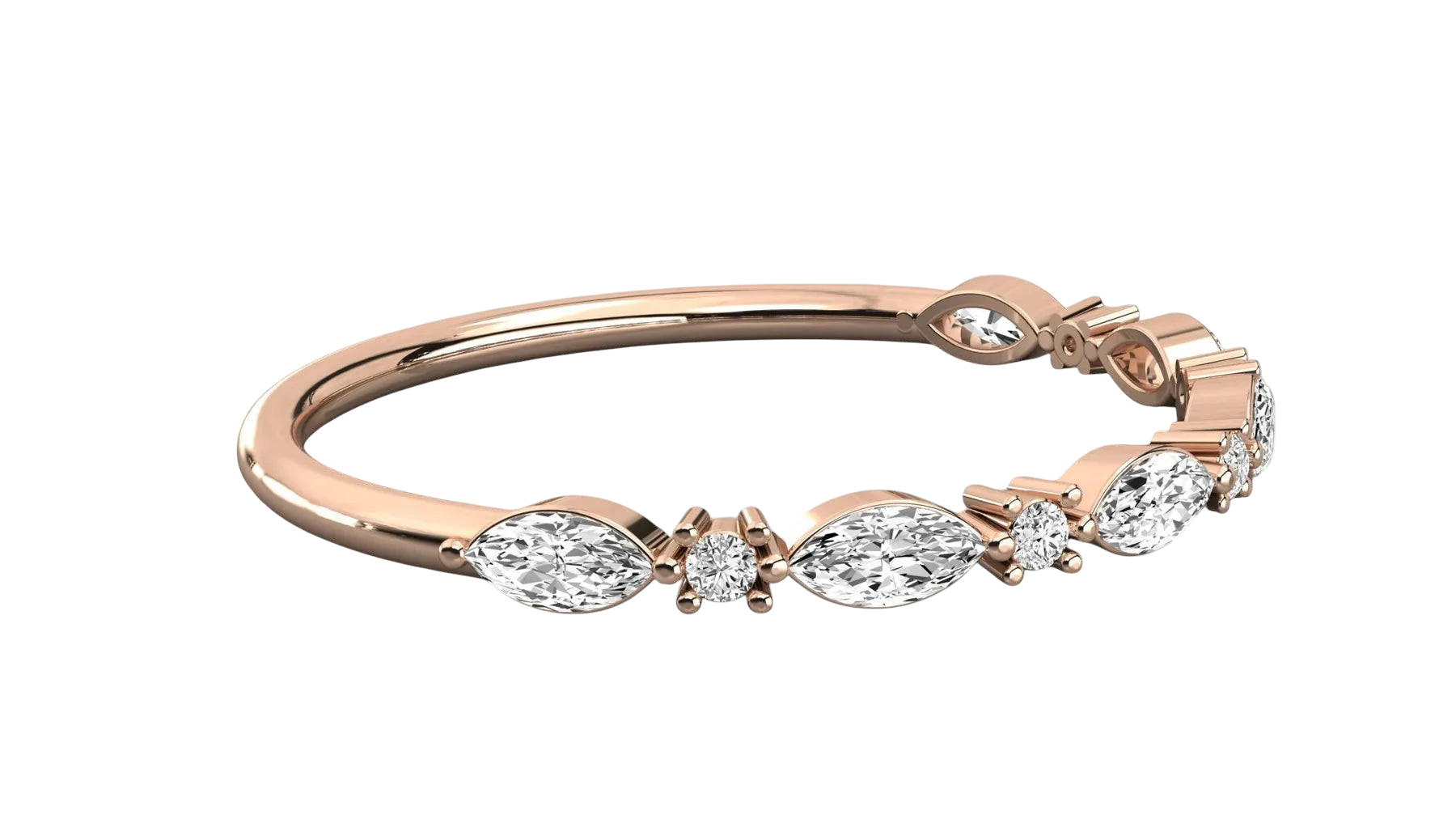 Foglia Marquise Eternity Ring - marquise diamond eternity ring - angled view - Lucano