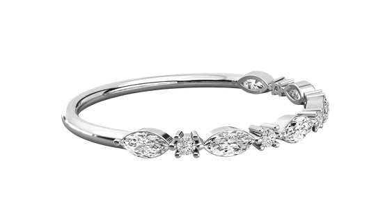 Foglia Marquise Eternity Ring - marquise diamond eternity ring - three-quarter view - Lucano