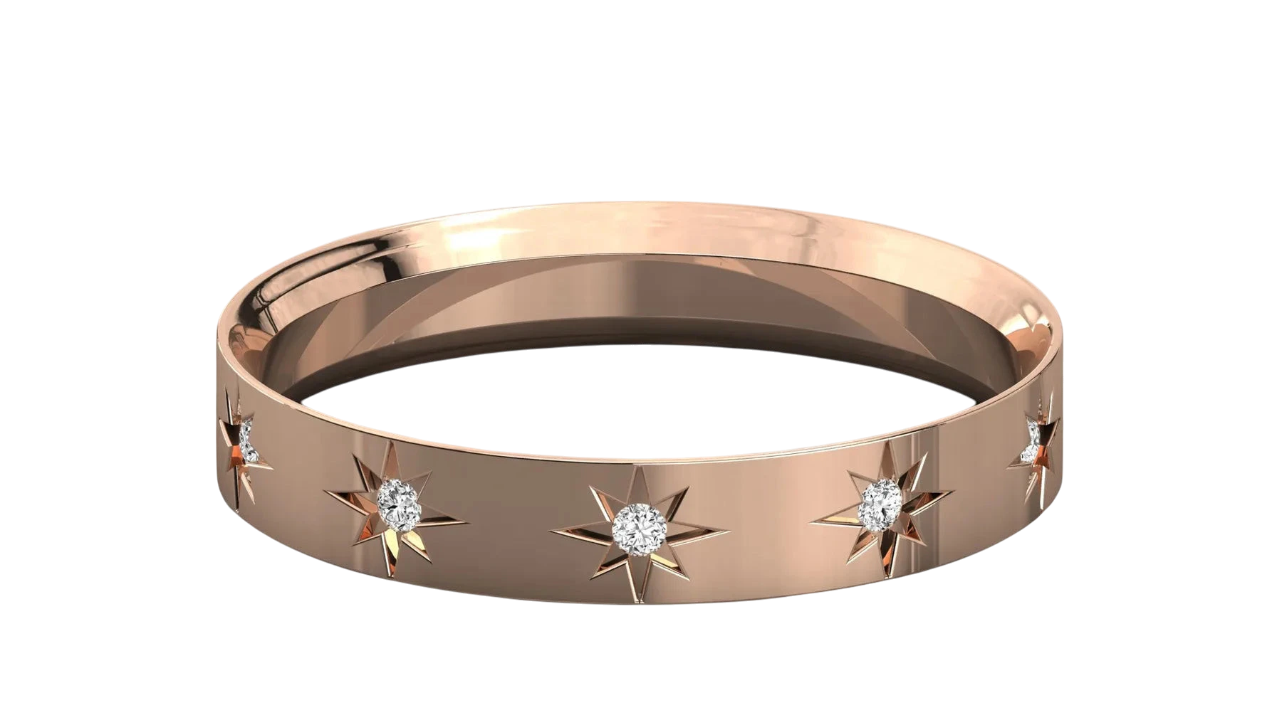 Stellaria Stardust Bangle Ring - diamond stacking ring - three-quarter view - Lucano